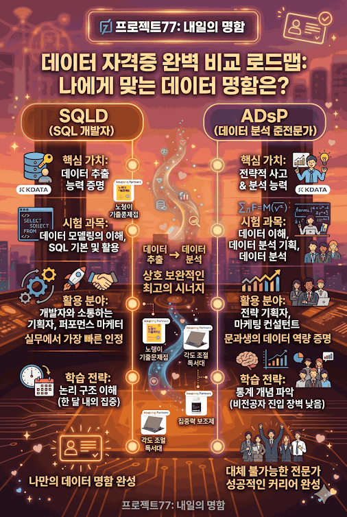 [데이터 스펙] SQLD vs ADsP 완벽 비교: 비전공자를 위한 데이터 문해력 증명 가이드